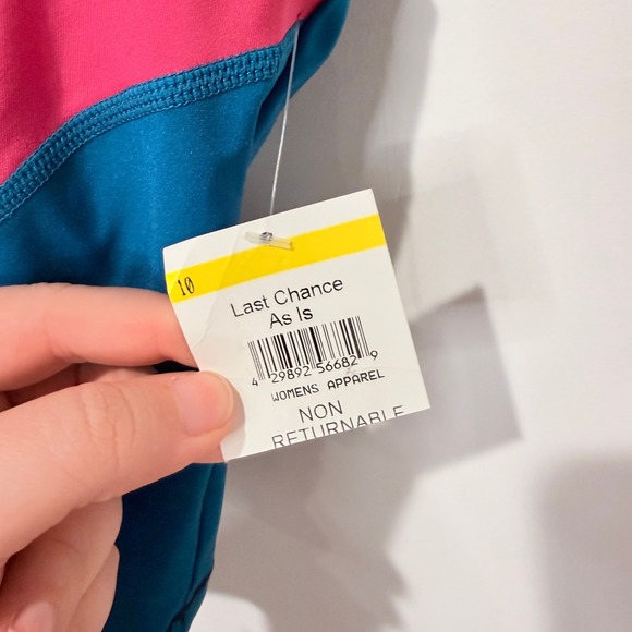 SWEATY BETTY Sports Bra‎ Crop Top Size L Black Pink Blue Athletic Workout NEW - Picture 7 of 8